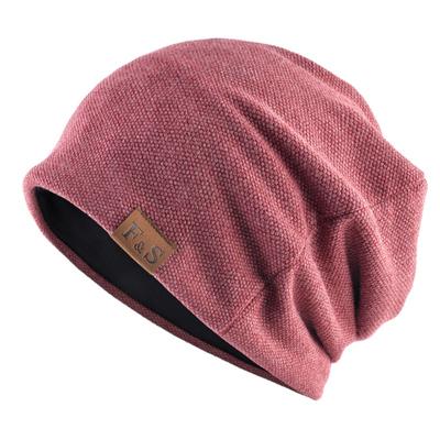 Spring Autumn Casual Loose Knitted Hats FS Leather Label Hats Winter Plush Outdoor Headcaps for Men Women