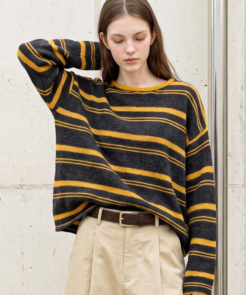 FOREVER21 Color Stripe Loose Fit Knit (Ftdcnt019)