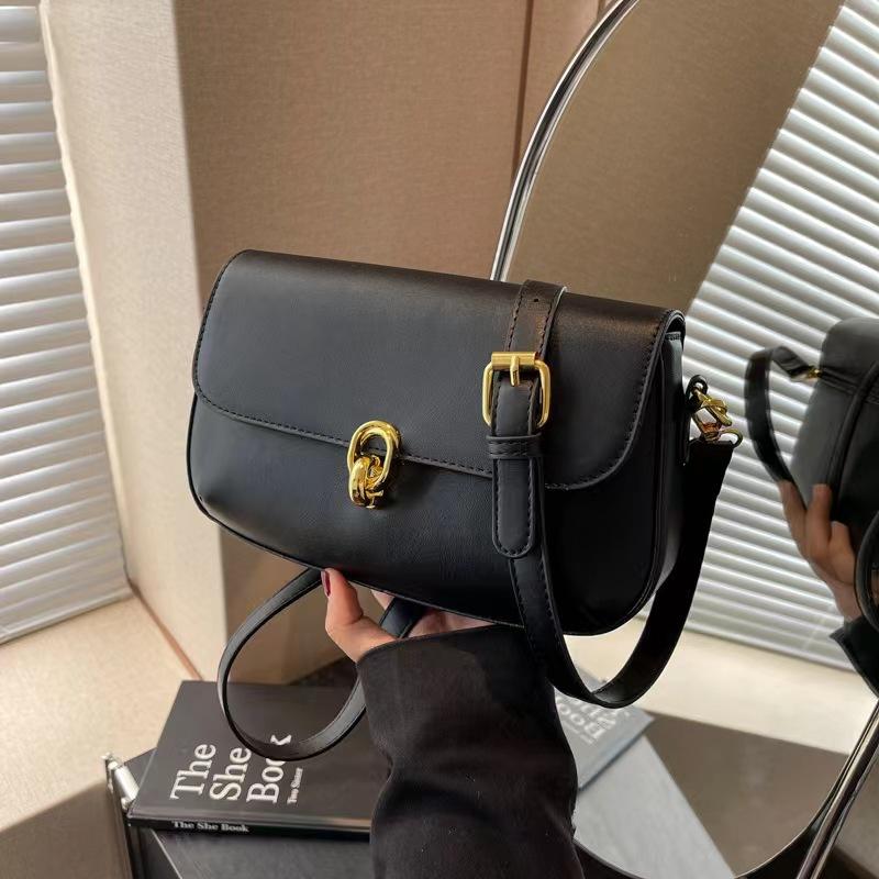 Underarm Small Square Bag Women'S Premium Texture Pu Lock Simple Retro Shoulder Messenger Bag
