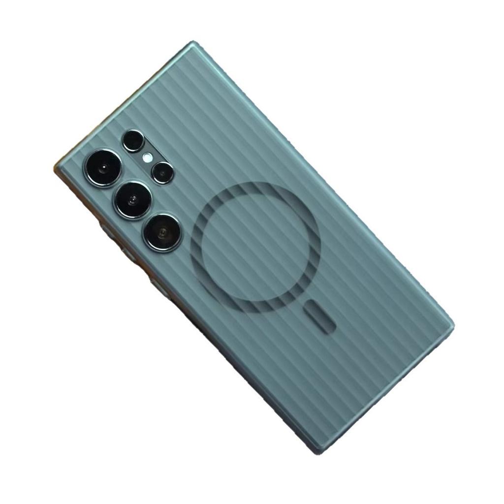 Samsung S25 Ultra Mobile Phone Case Ice Fog Corrugated Magnetic Suction S24 Ultra Matte Non yellowing Protective Case