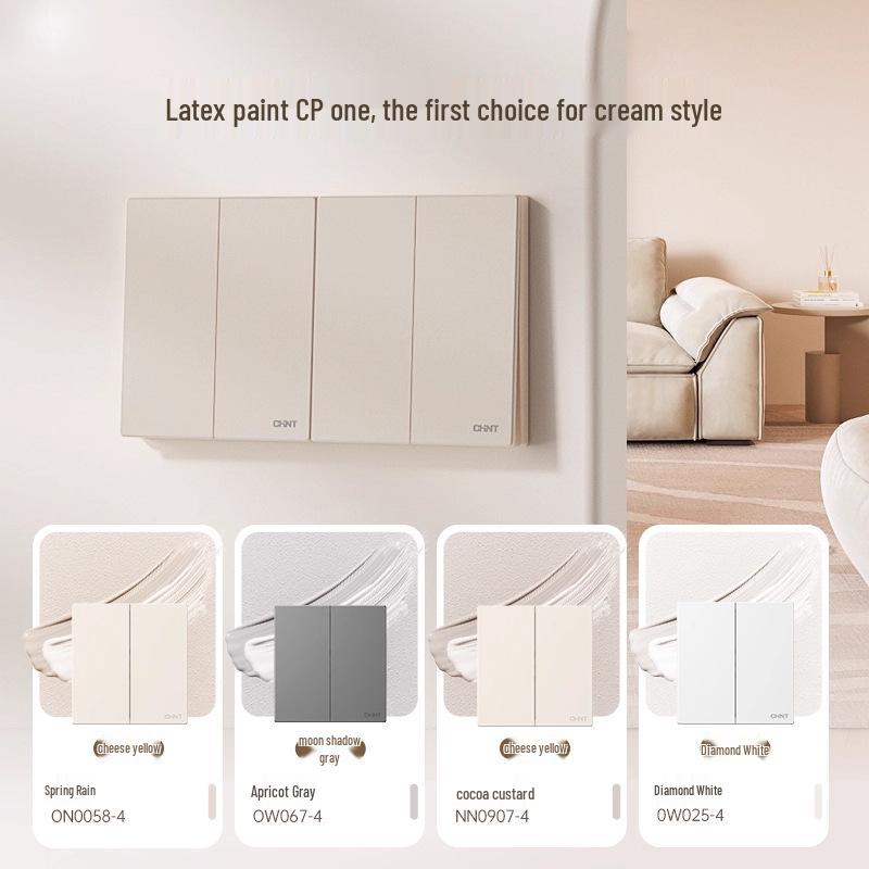 Chint 16A One-Gang 5-Hole Air Conditioner Wall Socket, Cream, Type 86, Phantom Silver Grey