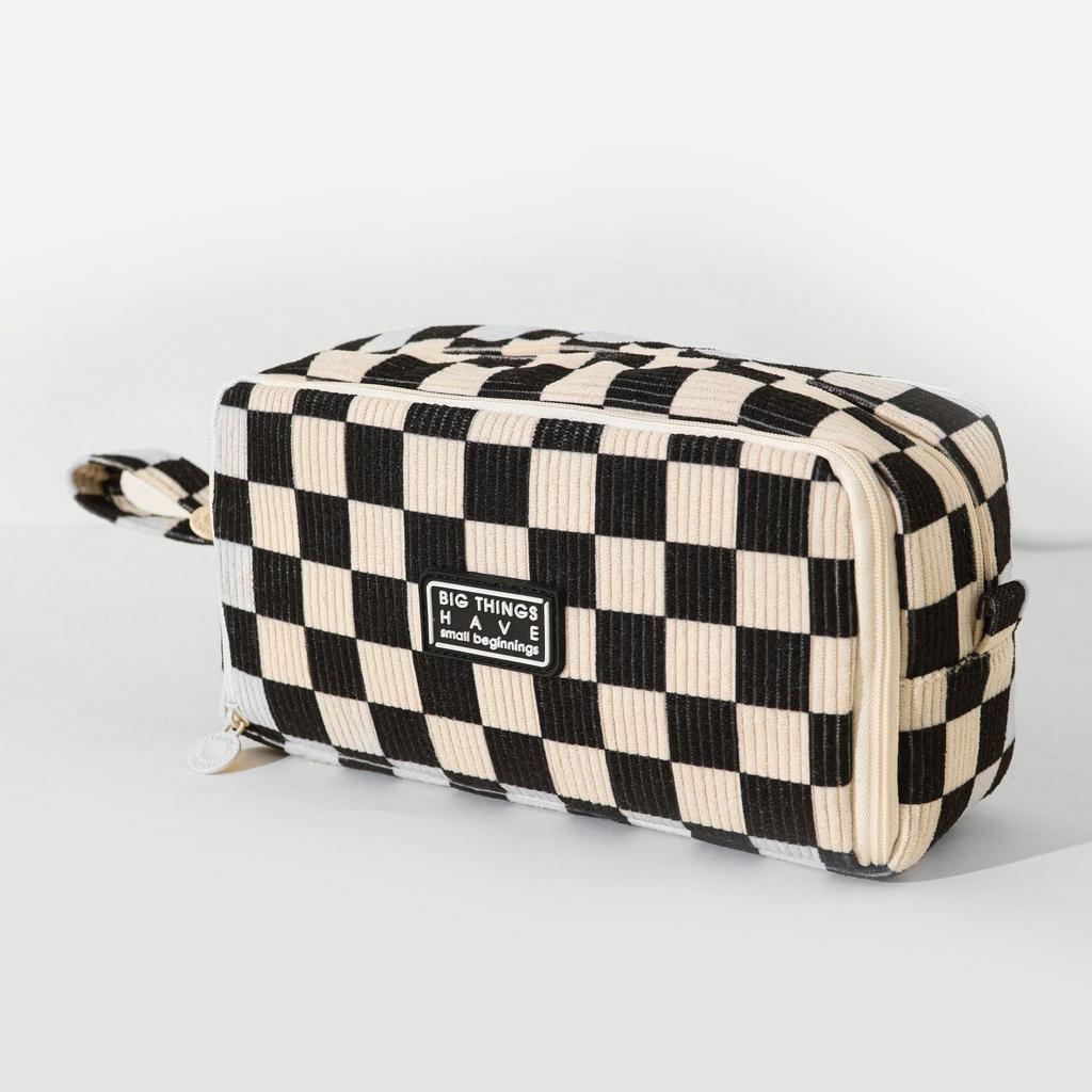 Corduroy Pencil Case Large Capacity Stationery Bag Vintage Style Zipper Pouch for School Students Unisex