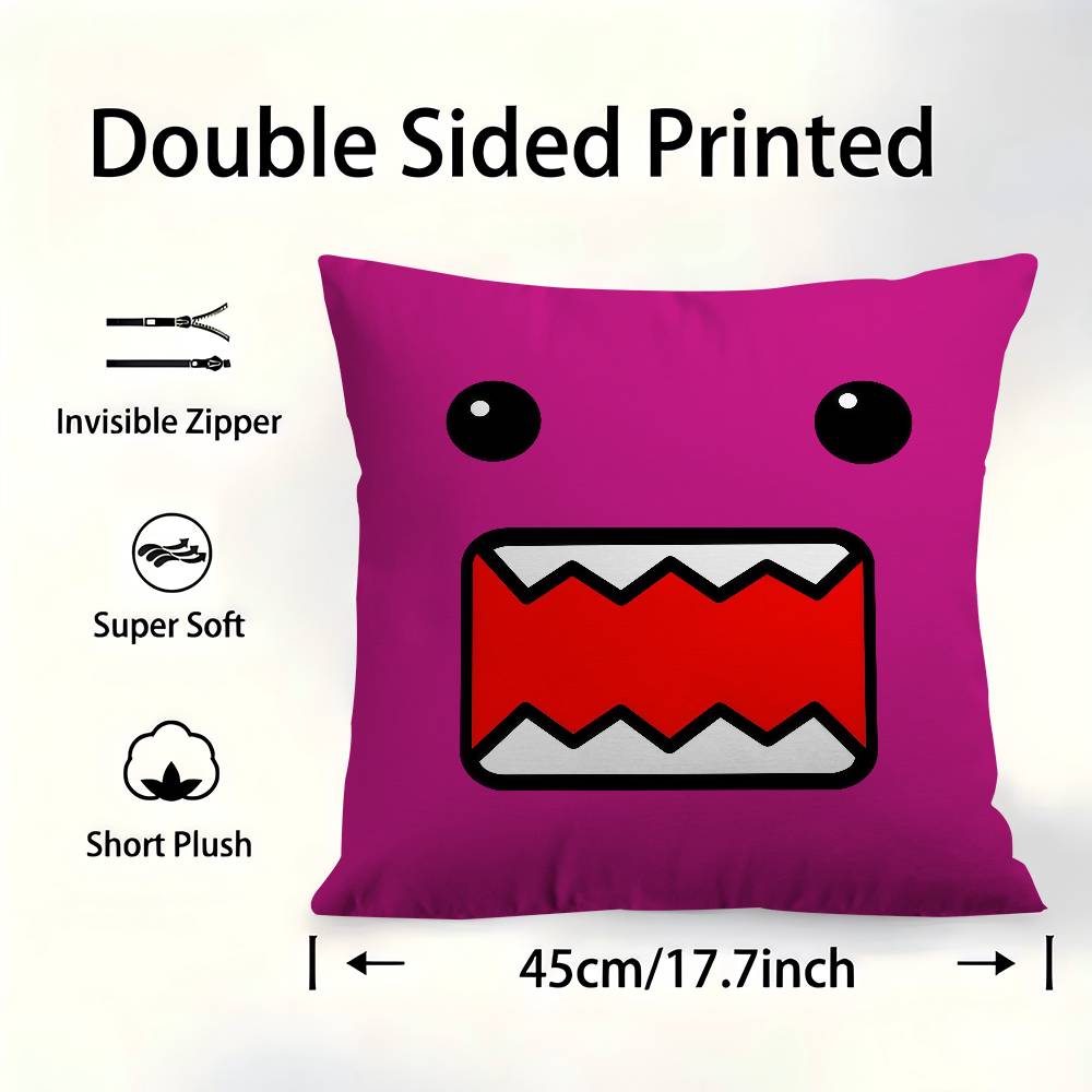 Cute Domo-Kun Pillowcase Toon Gift Cushion Cover Bedroom Home Sofa Chair Seat Decor Pillow Case