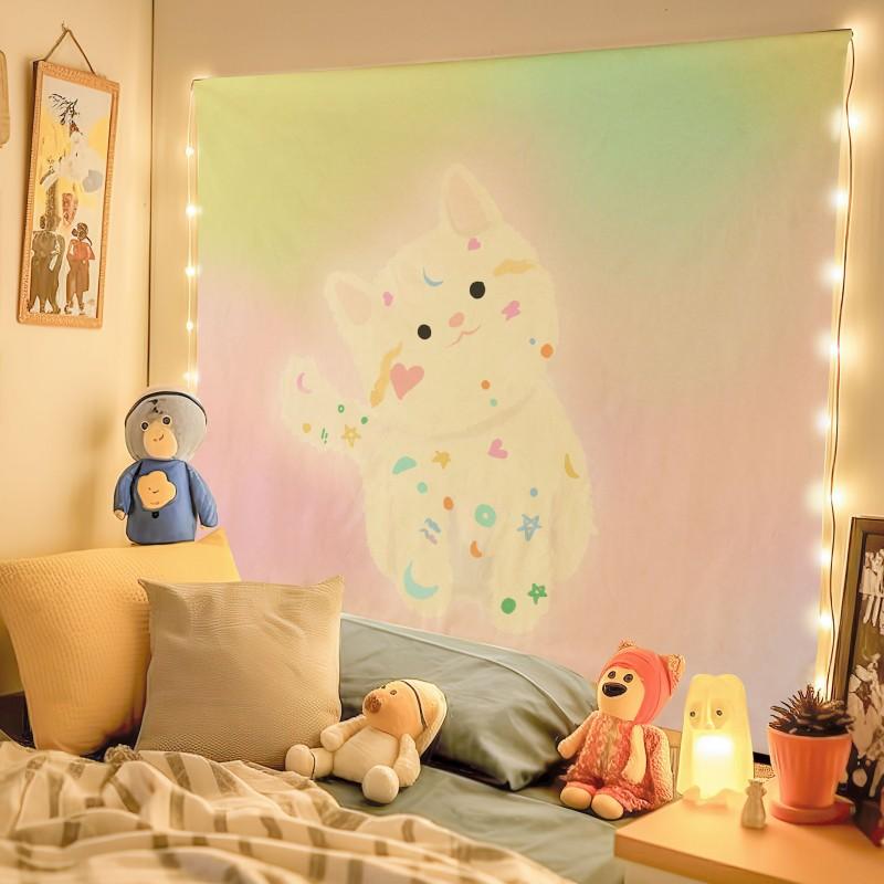 VIKAMA Cartoon Dog Cute Background Cloth Ins Style Room Decoration Tapestry Dormitory Rental Room Wall Cloth Wallpaper Decor