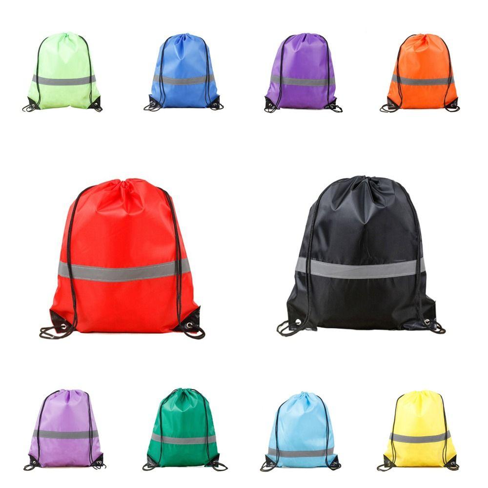 

Рюкзак для спортзала из полиэстера 210D со шнурком и светоотражающей полосой, сумка для фитнеса на открытом воздухе