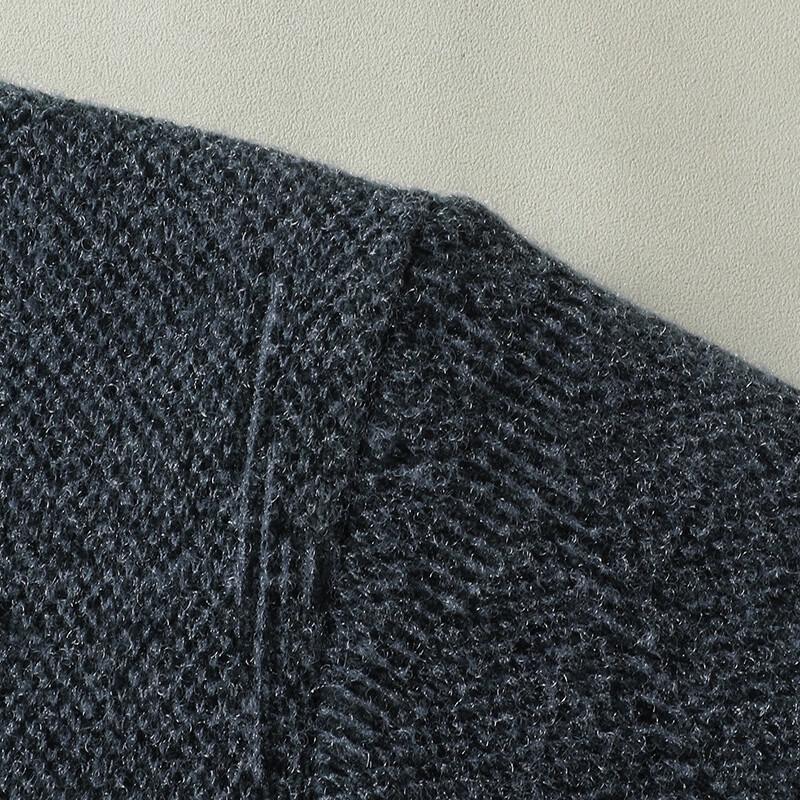 Men's Plus Size Fleece-Lined Chenille Round Neck Embroidered Sweater