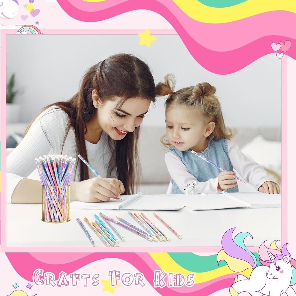 Spakon 48 Pcs Cute Unicorn Pencils for Kid Girl Funny Colorful Pencil with Eraser for Back to School Class Unicorn Party Favor Goodie Bag Stuffer