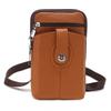 Genuine Leather Crossbody Phone Bag for Men & Women, Compact Shoulder Pouch with Zipper, Card Slots & Snap Pocket, Everyday Travel Wallet