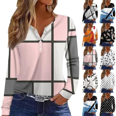 Tricou de damă Tricou cu nasturi cu mânecă lungă Zilnic la modă de weekend, de bază, cu decolteu în V, obișnuit