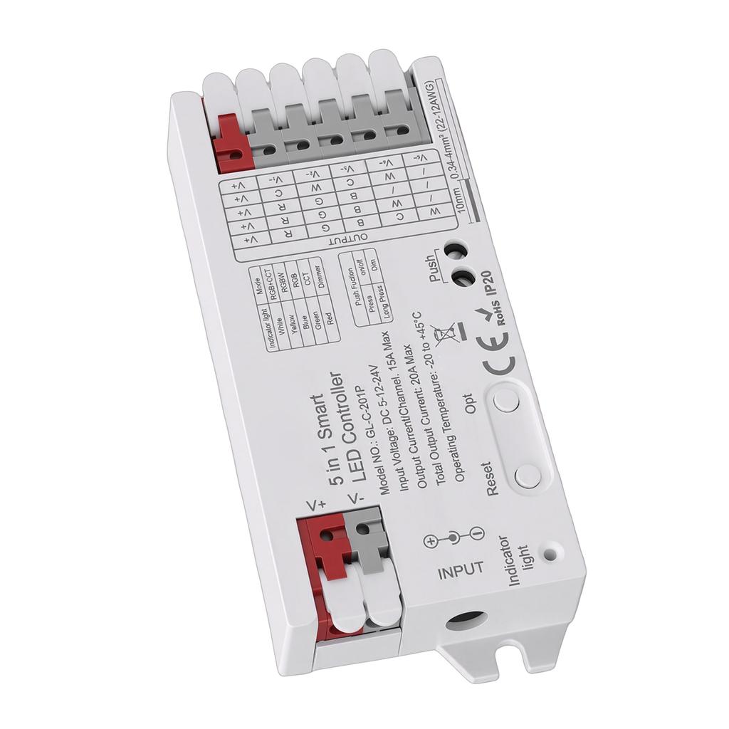 LED Light Controller Support for ZigBee3.0 Pro+ 5 In 1 Strip Light Controller RGBCCT RGBW RGB CCT Dimmer Mode 20A