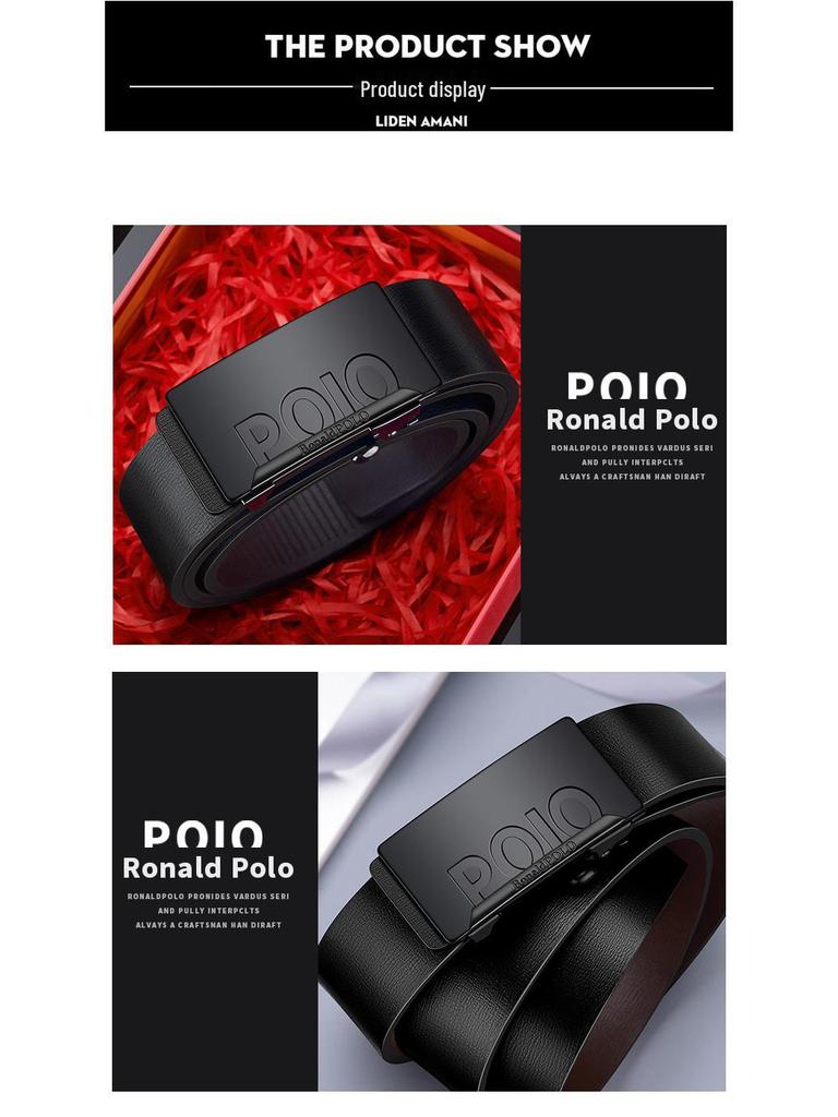 Platinumstone Men's Genuine Leather Belt - Automatic Buckle, Business Casual, in Stock.