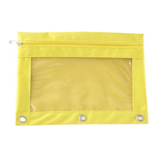 3 Ring Binder File Folder Colorful Fabric Binder Pouch with Clear Window Large Capacity Pencil Pouch for School Office Supplies