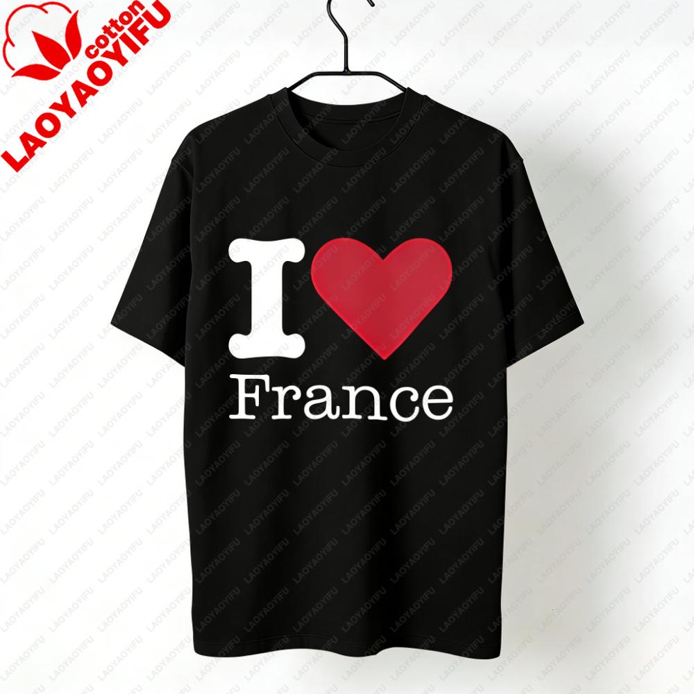 I Love France TShirt France Tourist Souvenir Clothing French Lover Gift Shirt Unisex Fashion Casual Crewneck Cotton Tee Tops