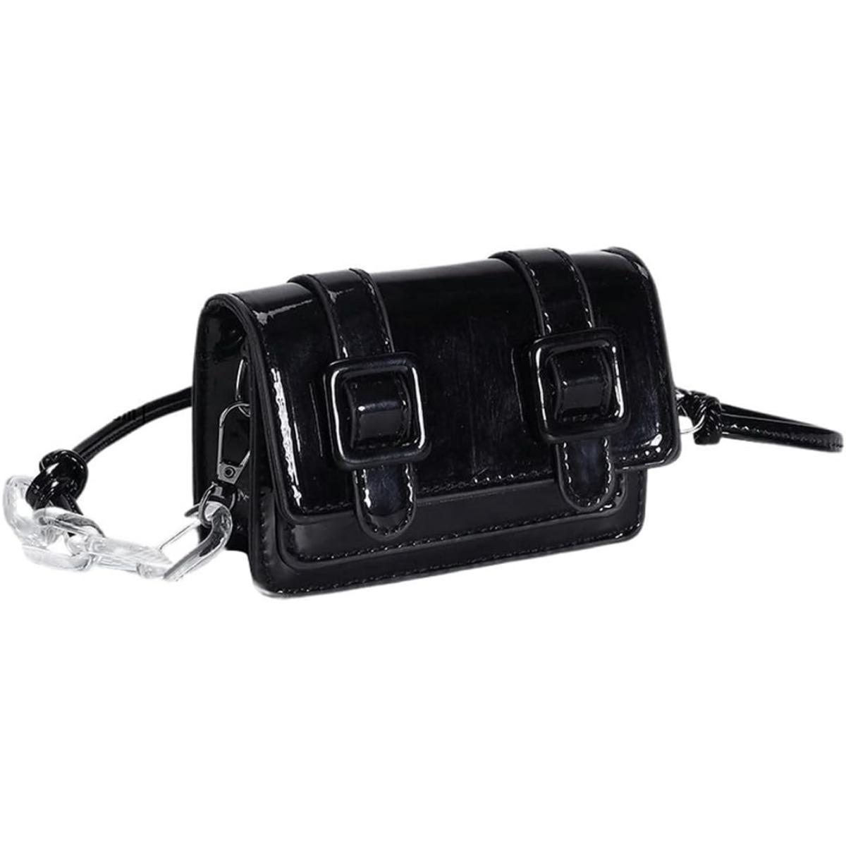 

Женская сумка-клатч с пряжкой и декором в стиле минимализма, сумка через плечо с цепочкой, однотонная сумка через плечо чёрный