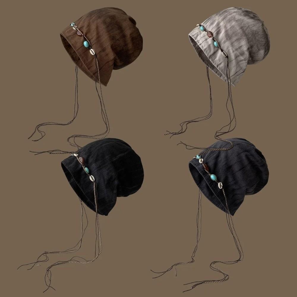 Ethnic Style Beanies Cap Korean Style Pullover Hats Fashion Y2k Baggy Cap  Women
