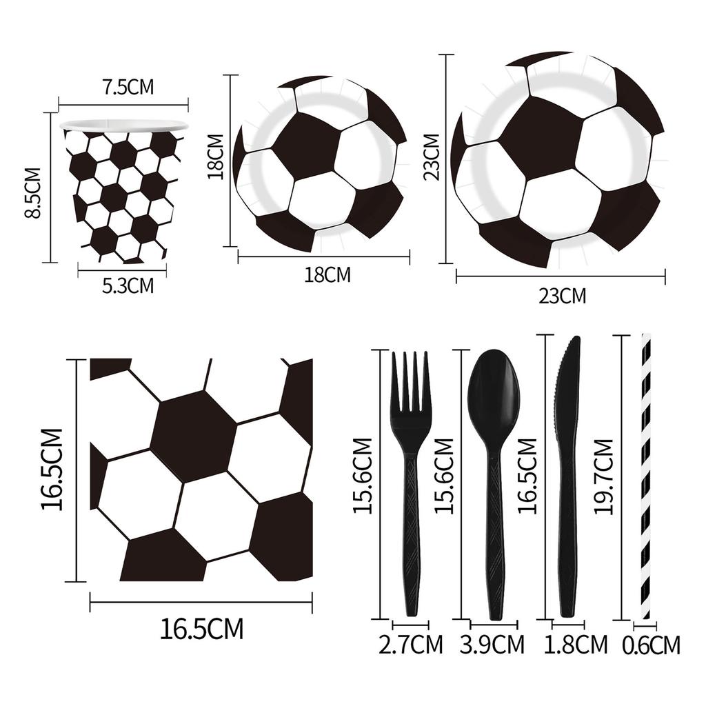 Soccer-Themed World Cup Party Decorations: Disposable Paper Plates, Cups, Napkins, and Tableware Sets