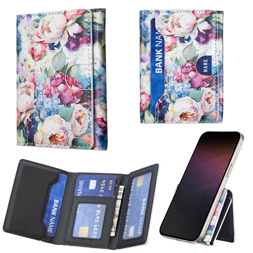 Bolsa de cartão divisória magnética Magsafe universal para telemóvel iPhone, bolsa de cartão de armazenamento pintada com cartoon Samsung