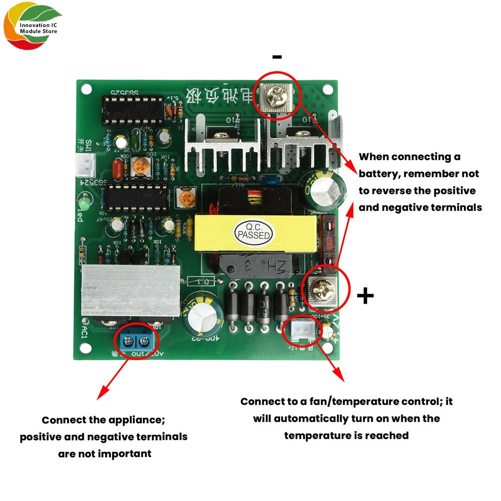 200W DC12-14.5V to AC220V Inverter Module with Switch Fan Interface Step-Up Transformer Module for Projectors and Televisions