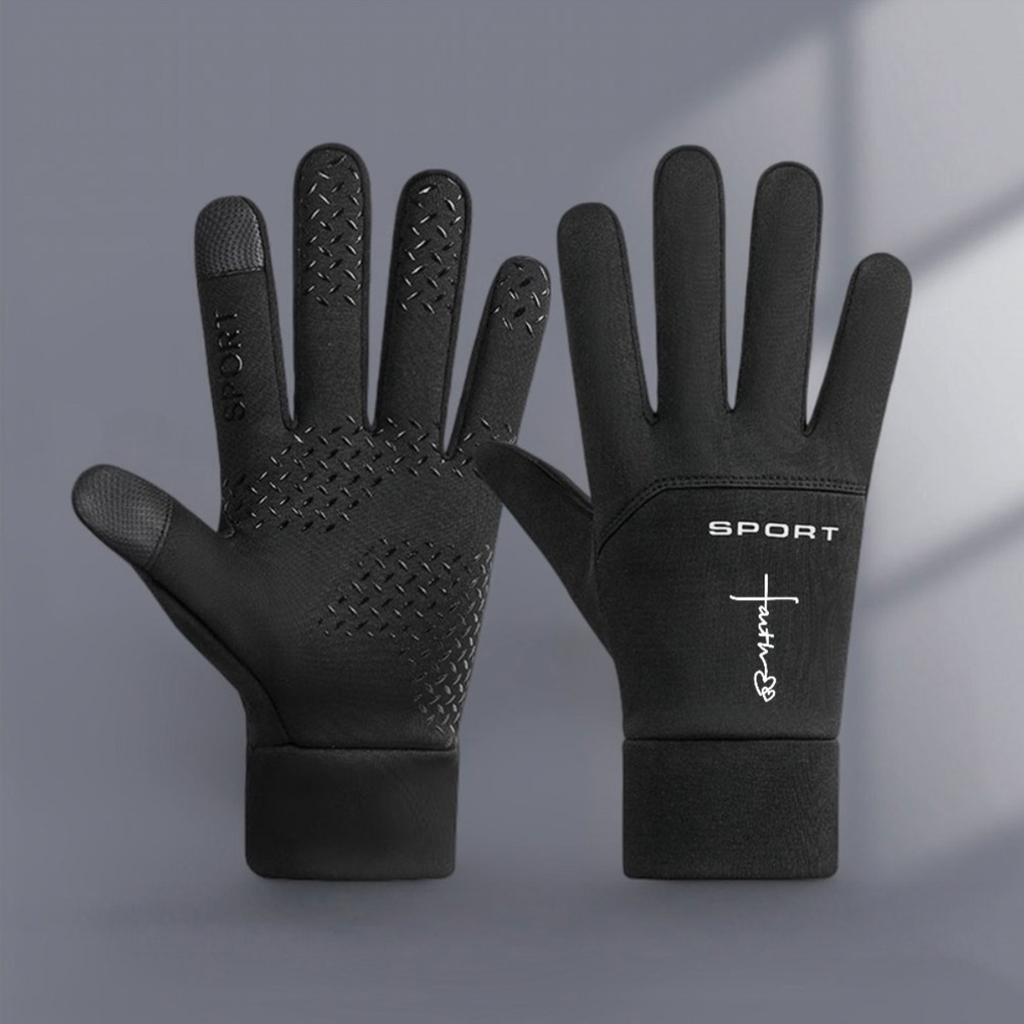 Winter gloves white cross and love print design warm and cold-proof gloves