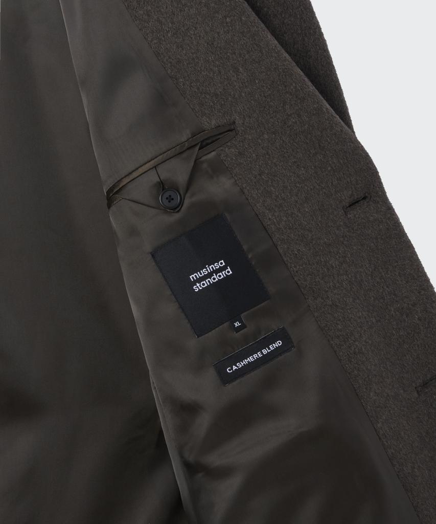 MUSINSA STANDARD Cashmere Blend Daddy Shoulder Single Long Coat [Heather Brown]