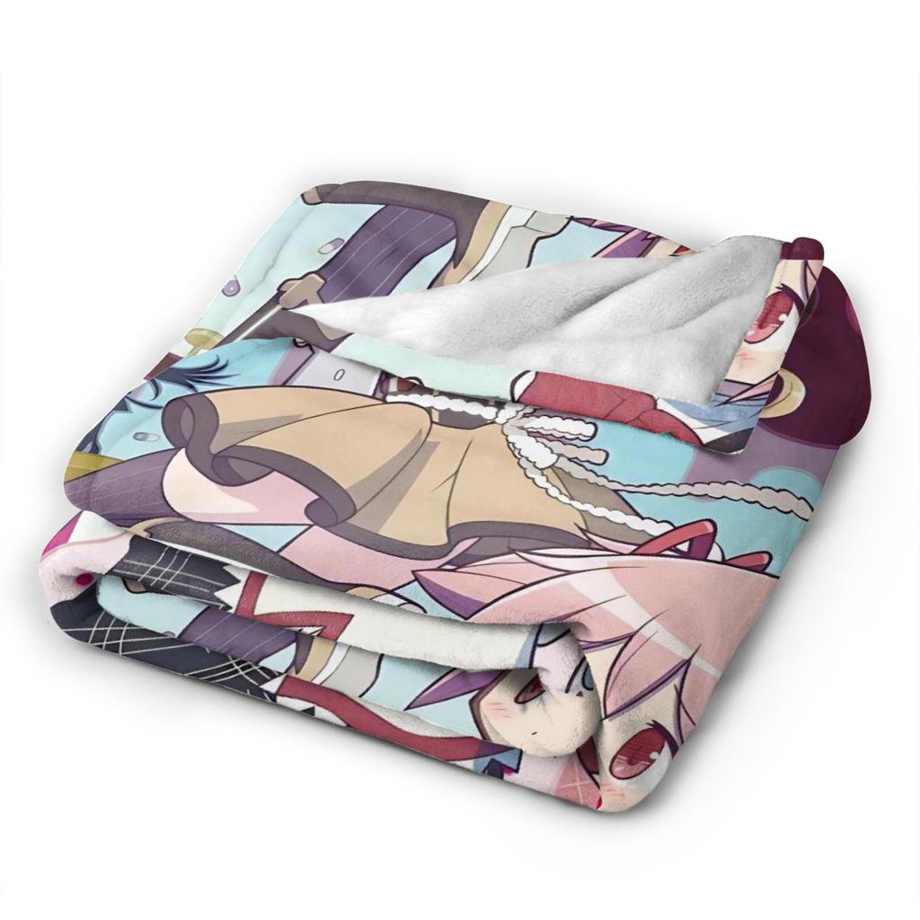 Funny Anime Puella Magi Madoka Magica Blanket Wool Vintage Breathable Throw Blankets for Bedspread Autumn/Winter