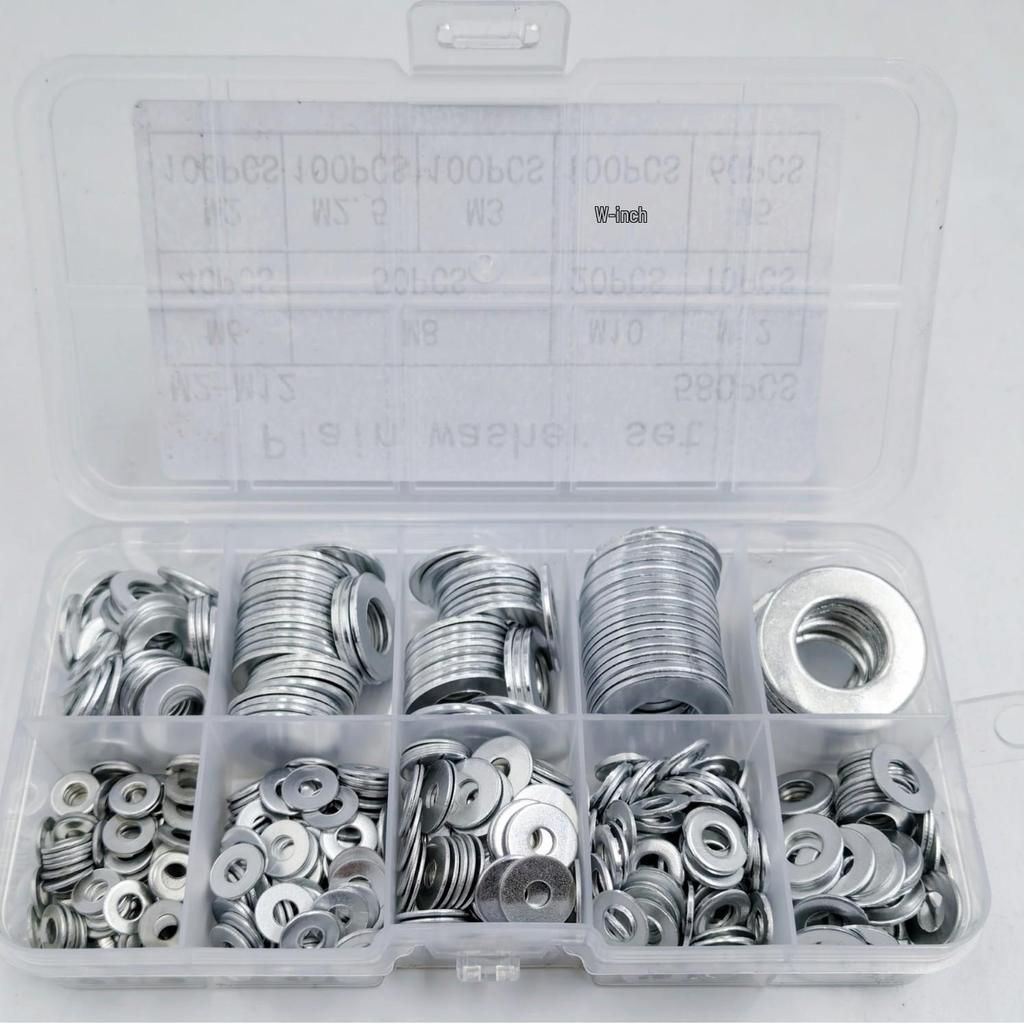 580-Piece Stainless Steel Flat Washer Set M2-M12, Anti-Slip