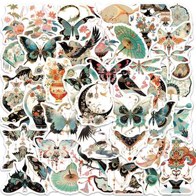 50 Pictures of National Trend Spring Retro Graffiti Stickers Personalized Decorative Guitar Notebook Suitcase DIY Waterproof Stickers