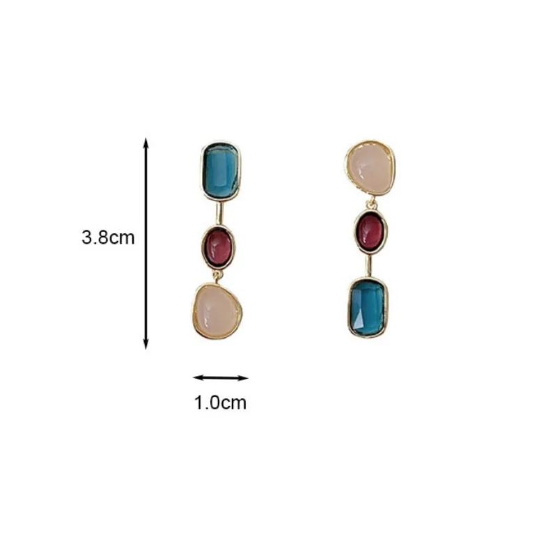 Asymmetric Contrasting Colored Earrings, High-End Earrings With Niche Design, Autumn And Winter Fashionable Temperament Earrings