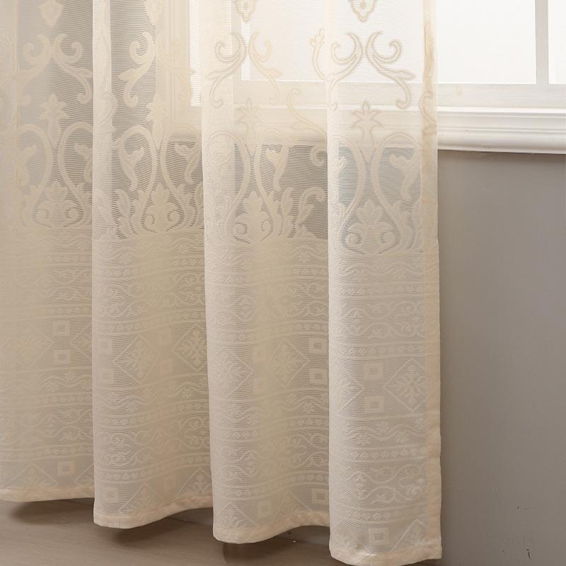 Simple Copper Coin Flower Lace Window Screen Light Luxury Polyester Fiber Window Screen Suitable For Living Room Bedroom Dining Room Kitchen Curtain