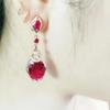 Sparkling Luxury Palace Style Ruby Earrings for Women Copper Plating Rose Gold Red Zircon Wedding Engagement Zircon Gift