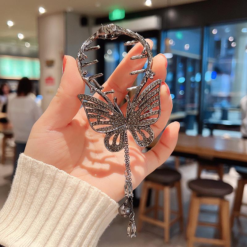 Exquisite Zircon Flower Tassel Hair Clip Fashion Shining Women Elegant High Horse Tail Hair Clip Plate Hair Artifact