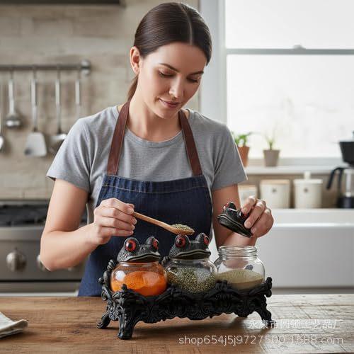 Frog-shaped Spice Jar, Creative, Unique, Storage Canister, Spice Container, Kitchenware, Household