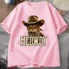 Cat Lover Casual Short Sleeve Tshirt Vintage Western Cowboy Cat Graphic T Shirts Unisex Cat Owner Country Western Casual Tee