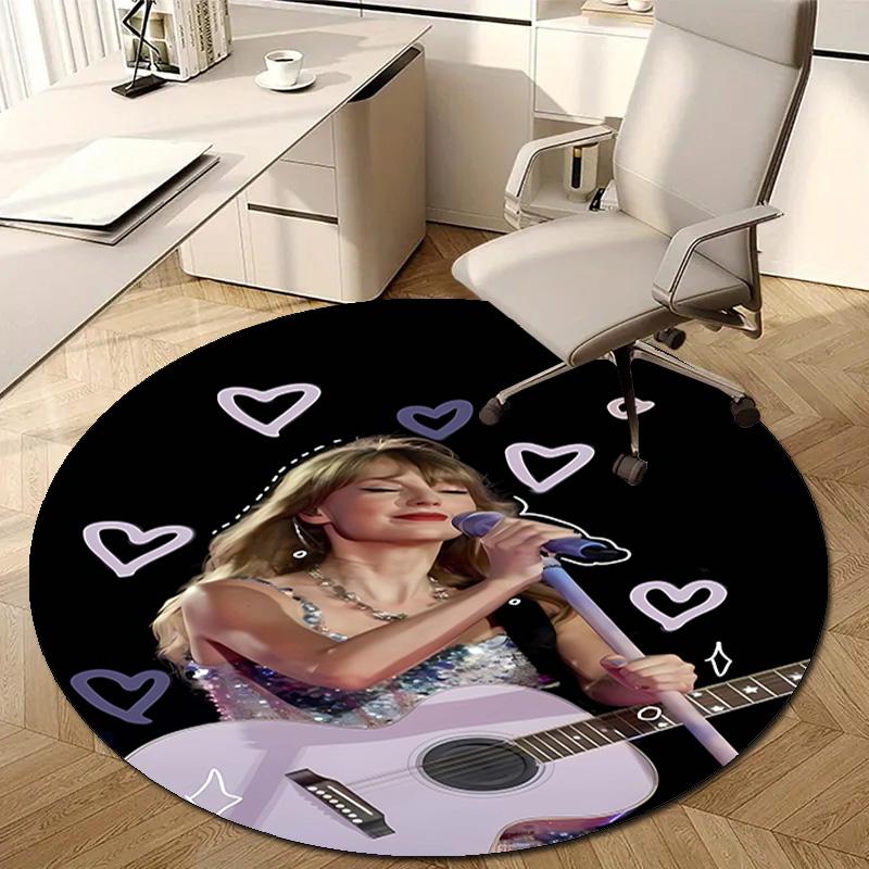 1pc Taylor Swift2 Design Printed Area Round Carpet for Bedroom Living Room Home Decor Rugs Mat Non Slip Mat Rug for Bedside