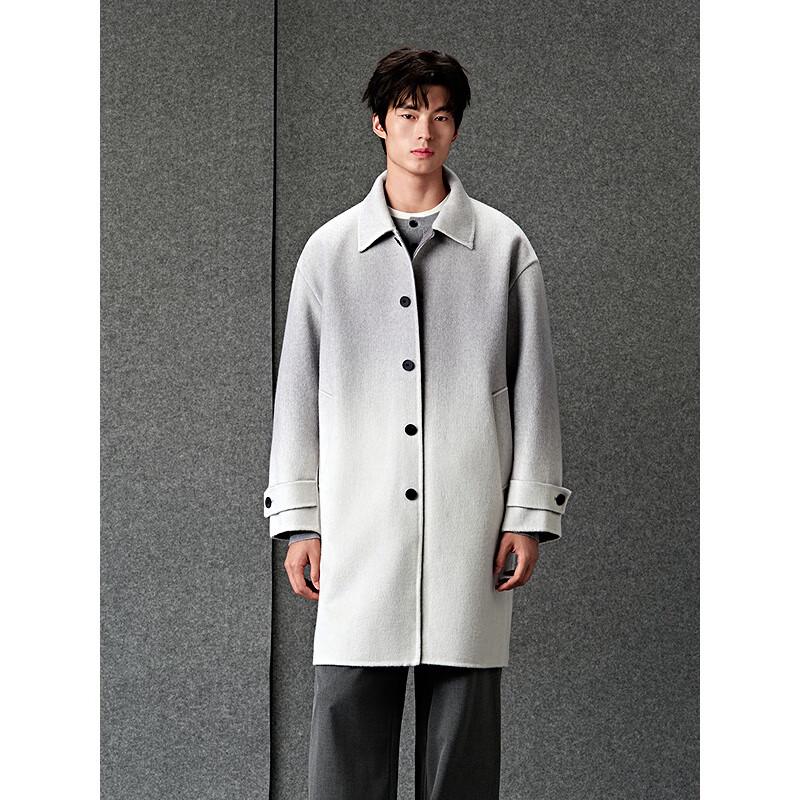 GXG Men's Gradient Gray Wool Blend Long Overcoat