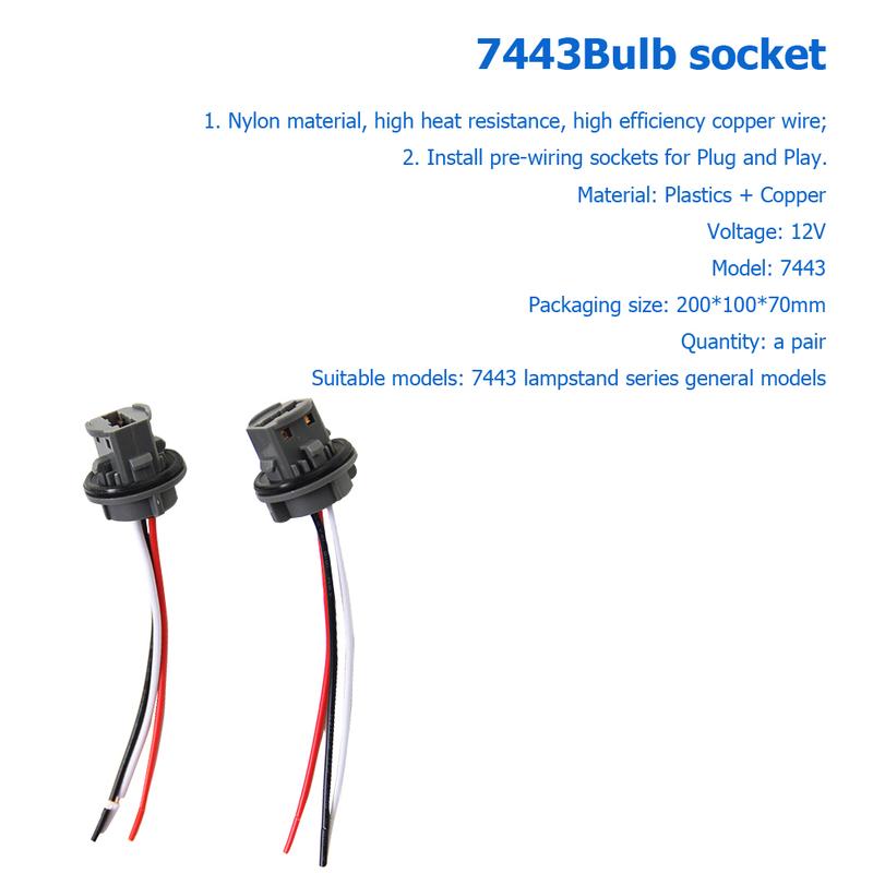 2pcs T20 7443 Car Bulb Holder Socket Adapter LED Light Plug Wiring Connector