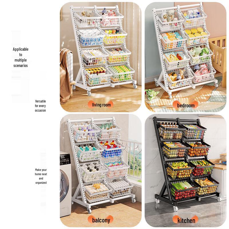 Nordic Mobile Storage Cart with 8 Baskets