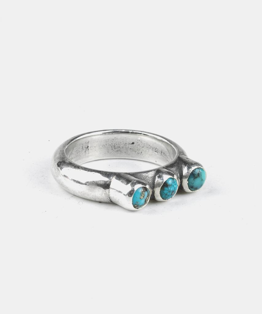 Sheen666 Triple Turquoise Silver Ring (Type A)