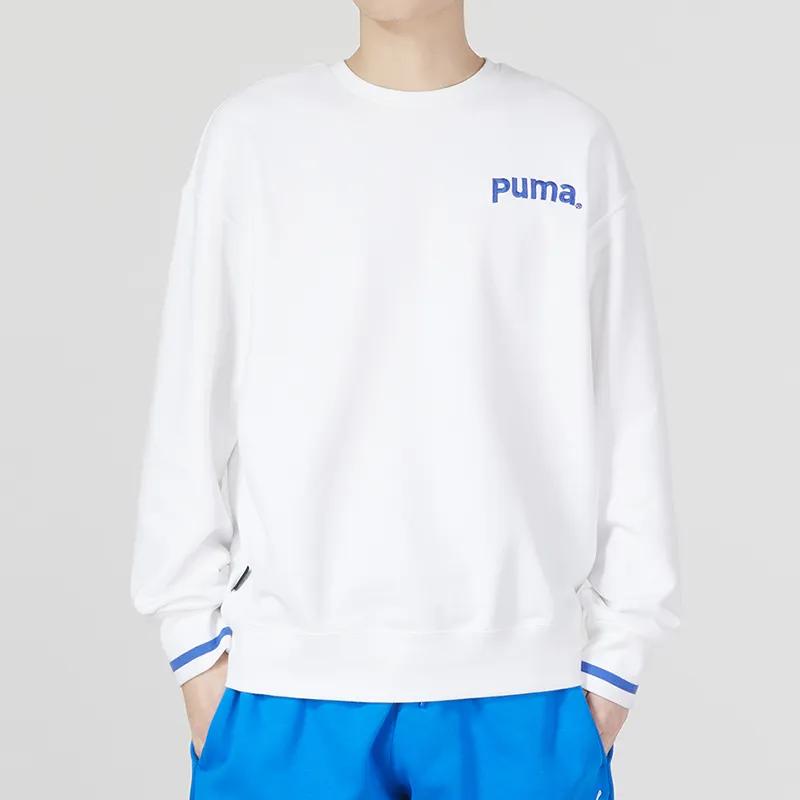 Puma Sweatshirts Men's White Crew Neck Moderate Regular (Unisex) Sweatshirts 620614 02
