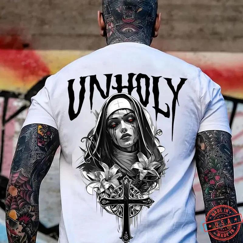 UNHOLY Evil Nun Print Men s T-Shirt L