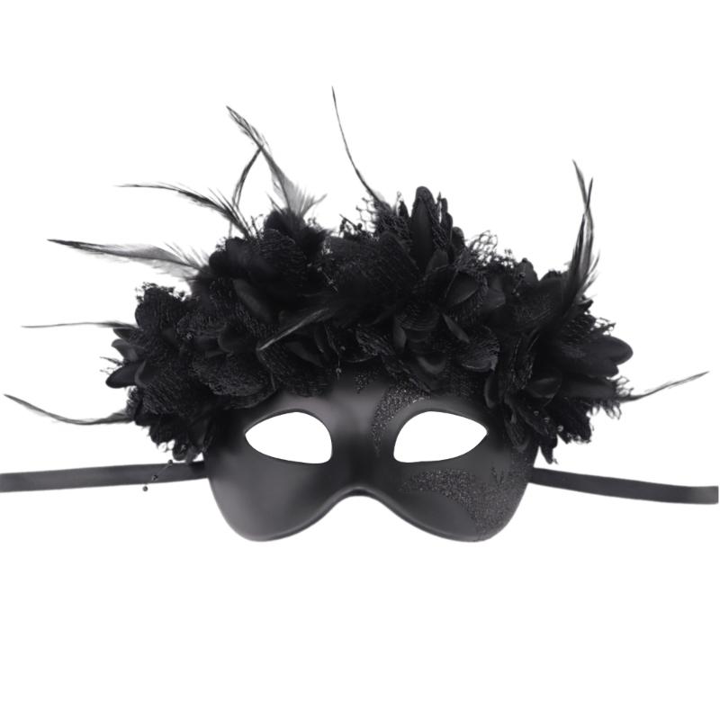 Feathered Masquerade Mask Halloween Party Eye Mask Half Face Mask for Women Cosplay Masquerade Decoration Eyewears