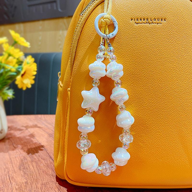 Cute Cartoon Star Beaded Mobile Phone Chain Keychain Pendant Car Schoolbag Key Chain Pendant Creative Small Gift
