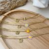 CARLIDANA Minimalist Daisy Enamel Pendant Layered Necklace Bracelet Set With Colorful Oil Dripping Flower Snake Chain Women