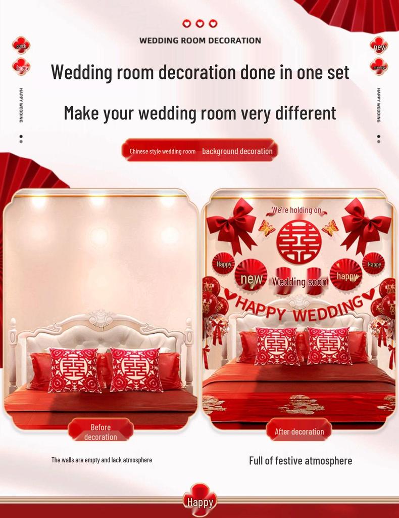 Complete Wedding Room Decoration Set: Bride & Groom's Bedroom Decor Essentials