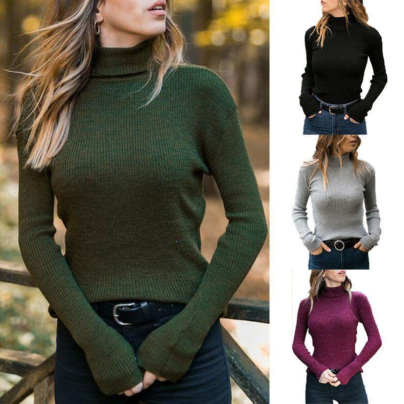 Women's Winter Turtleneck Sweater Casual Slim Fit Long Sleeve Warm Tops Blouse