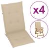 Day and Night - Day and Night High Back Garden Chair Cushion 4 Units Beige Fabric 120x50x3cm