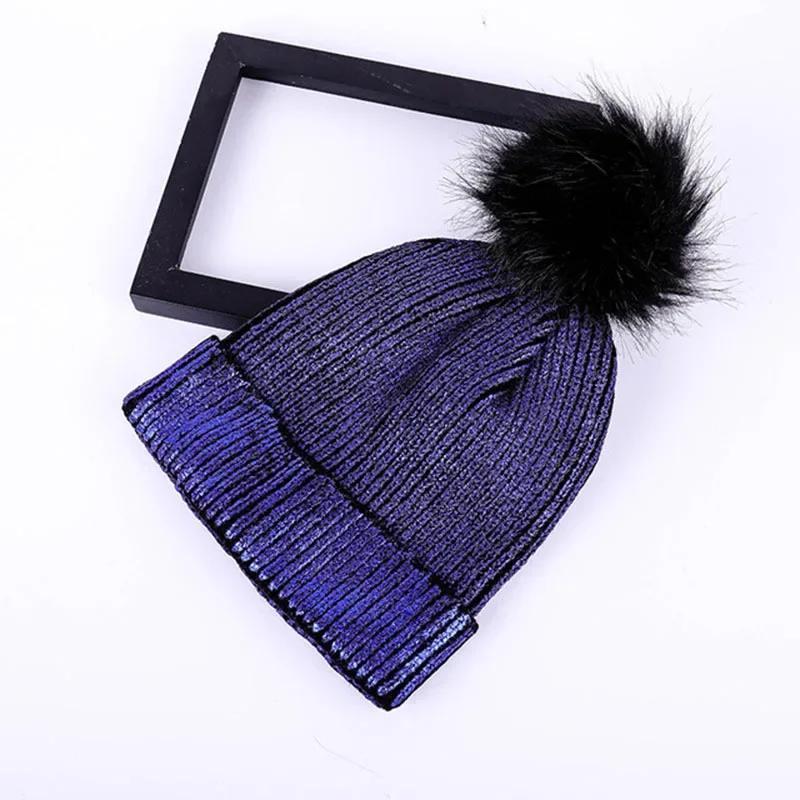 Hot Gold Silver Beanies Woolen Hat Female Autumn Winter Students Warm Woolen Knit Hat Reflective Beanies
