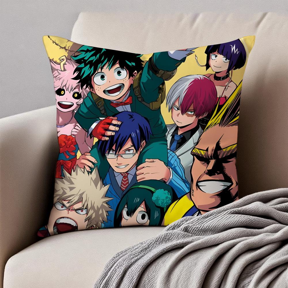 Inspirational Dynamic MMy Hero Academias Cushion Cover Pillowcase Antidustmite Invisible Zipper Short Plush Sofa Cushion