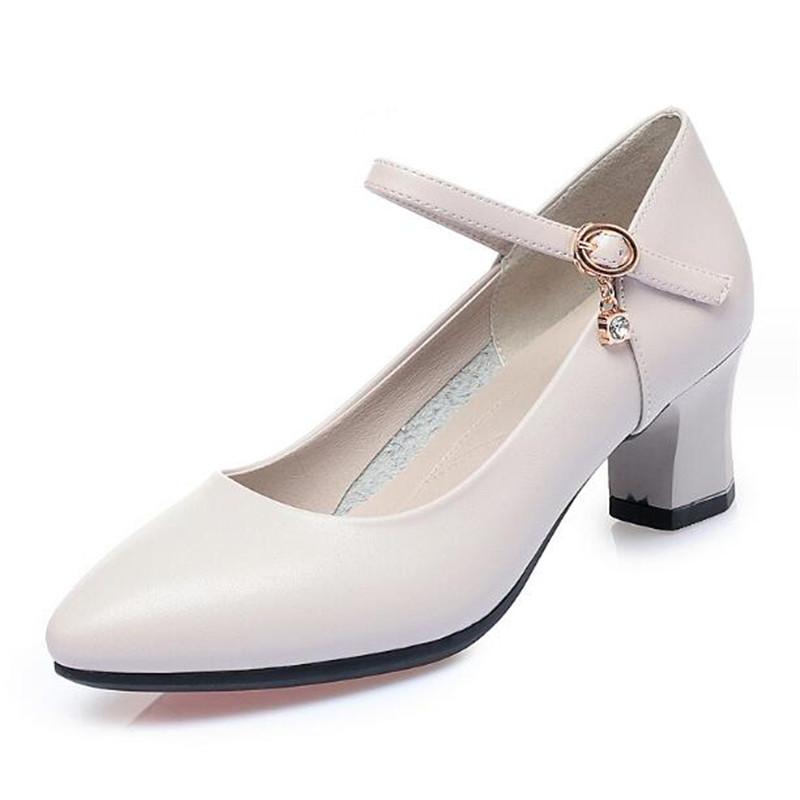 Dámské lodičky s špičatou špičkou, kancelářské dámské lodičky s přezkou, dámské boty na vysokém podpatku, elegantní dámské boty na středním podpatku pro čtyři roční období