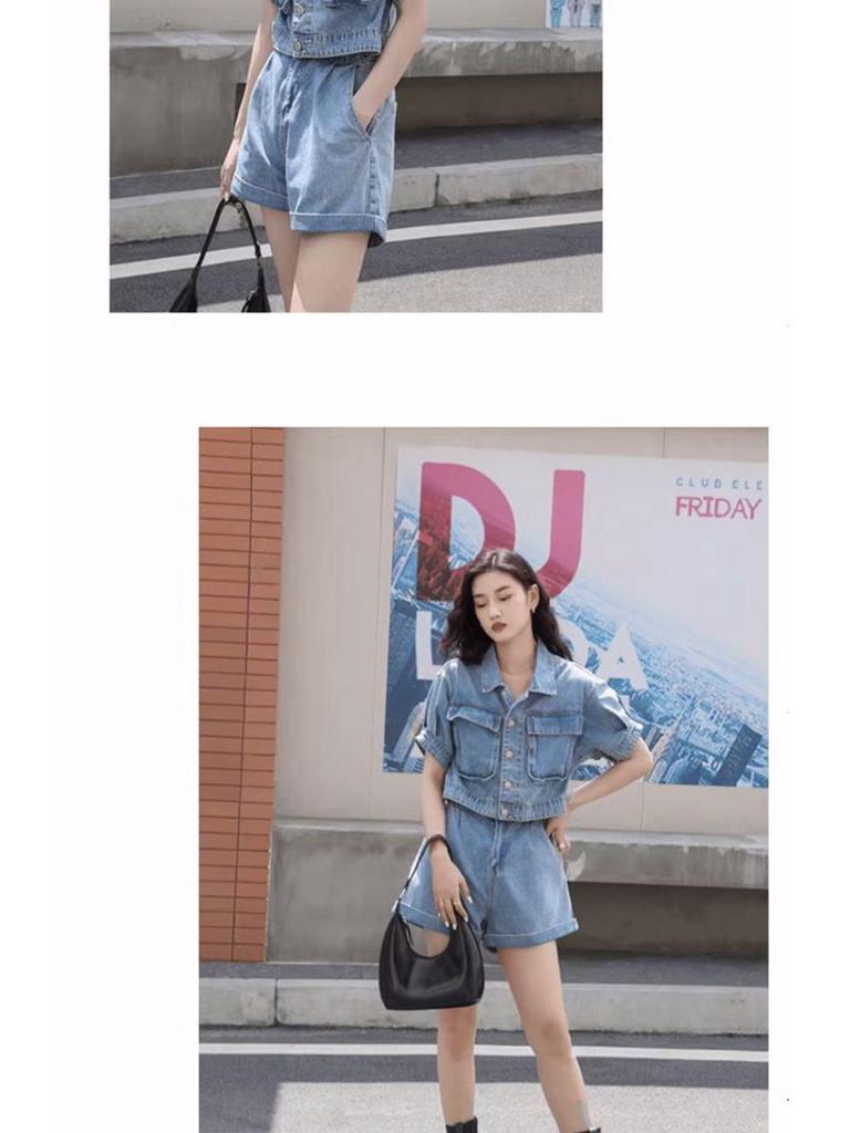 Women's Summer 2026 Age-Defying Denim Two-Piece: Stylish Short Jacket & Shorts Set